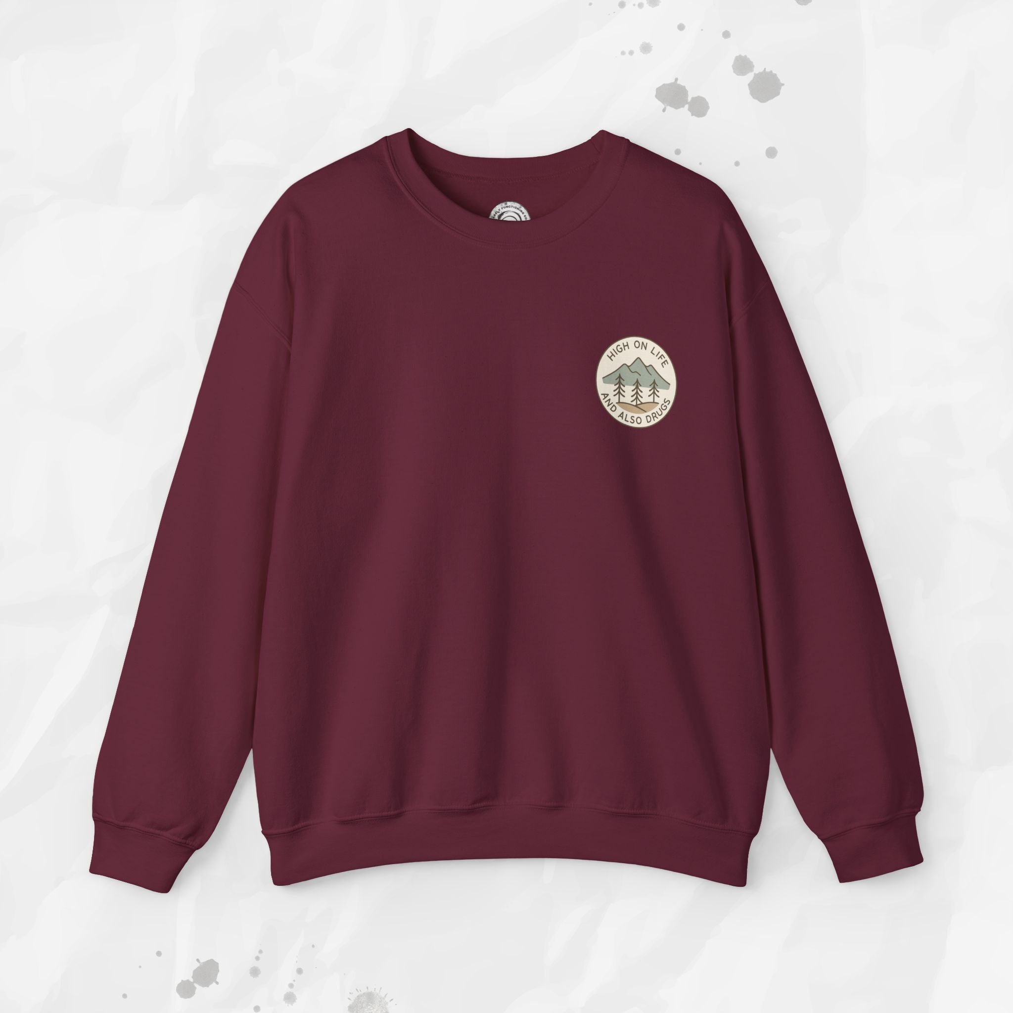 High on Life (and Also Drugs) – Crewneck Sweatshirt (Pocket Print)
