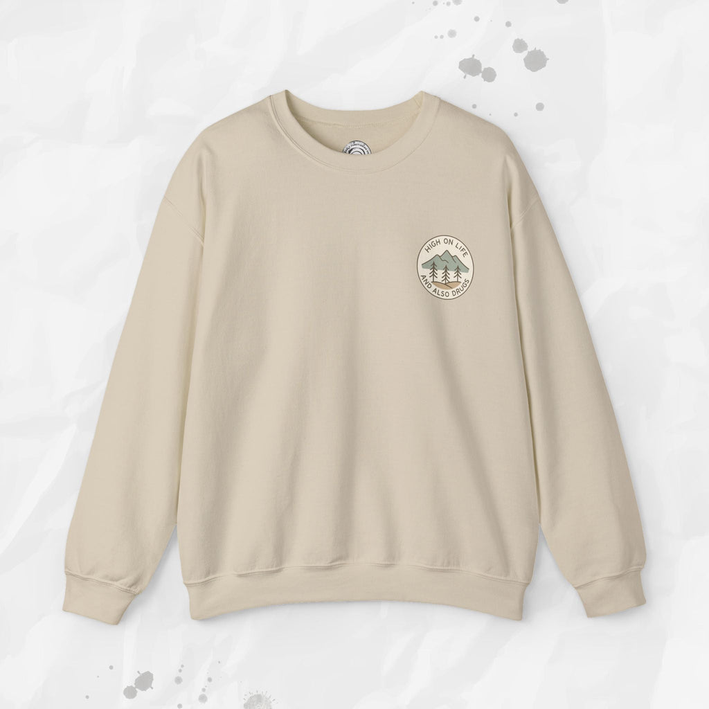 High on Life (and Also Drugs) – Crewneck Sweatshirt (Pocket Print)