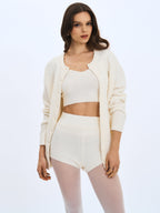 Orla White Wool-Blend Ribbed Knit Cardigan