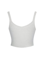 Selene White Wool-Blend Ribbed Knit V-Neck Top