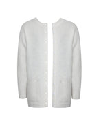 Orla White Wool-Blend Ribbed Knit Cardigan
