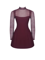 Natasha Burgundy Faux Two-Piece Turtleneck Mini Dress