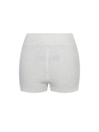 Sera White Wool-Blend Ribbed Knit Mini Shorts