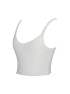 Selene White Wool-Blend Ribbed Knit V-Neck Top