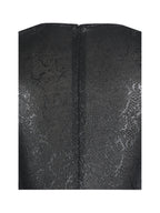 Ilysia Black V-Neck Plunge Snakeskin Mermaid Hem Maxi Dress