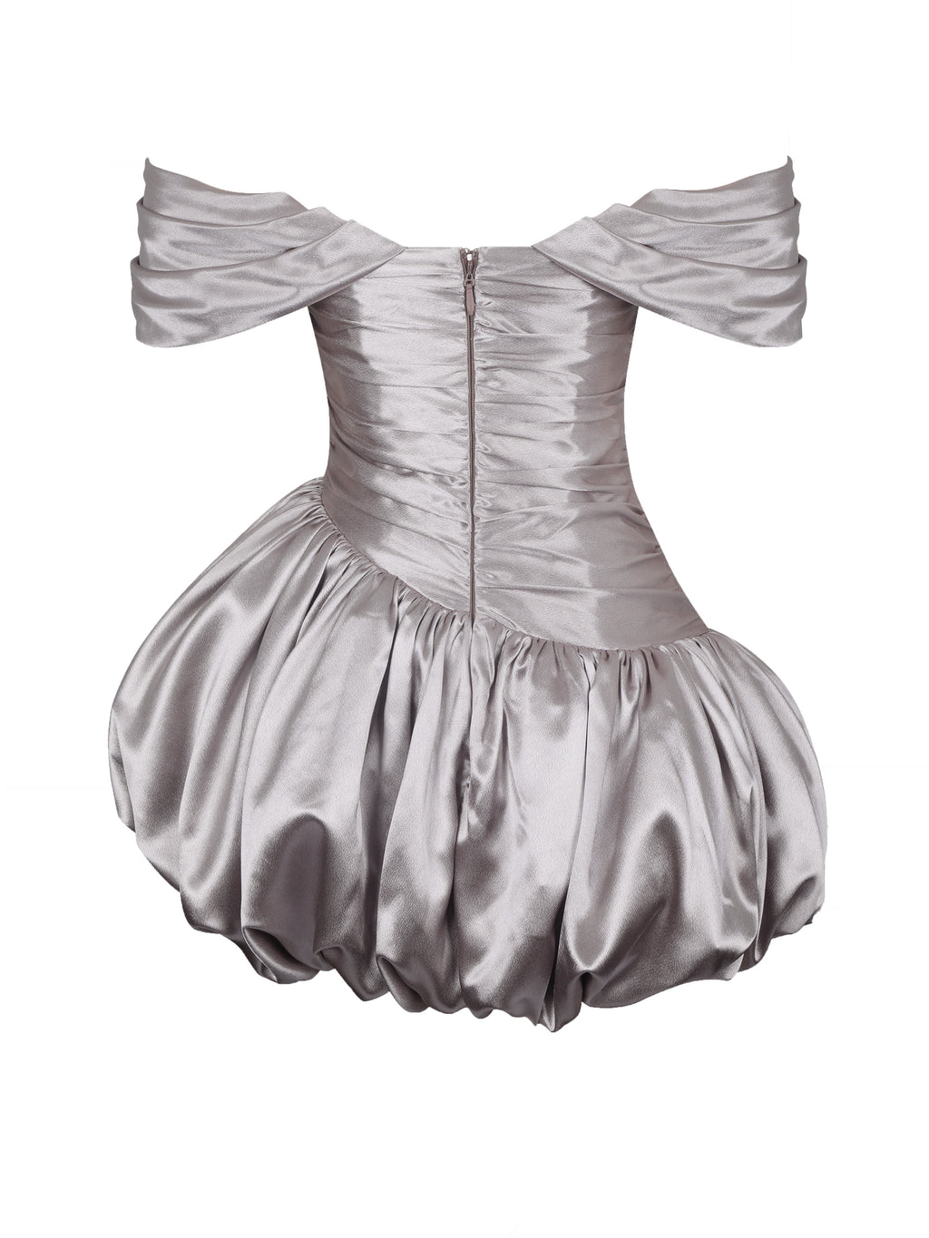 Milena Champagne Ruched Asymmetrical Bubble Mini Dress