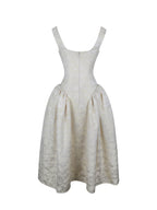 Chelsea Ivory Jacquard Ruched Bust Sweetheart Midi Dress