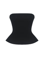 Quinette Black Peplum Top with Beaded Asymmetrical Cape
