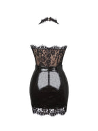 Faris Mahogany Plunging Halter Belted Mini Dress