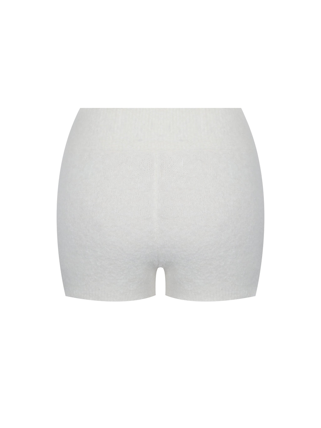 Sera White Wool-Blend Ribbed Knit Mini Shorts