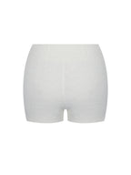 Sera White Wool-Blend Ribbed Knit Mini Shorts