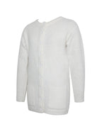 Orla White Wool-Blend Ribbed Knit Cardigan