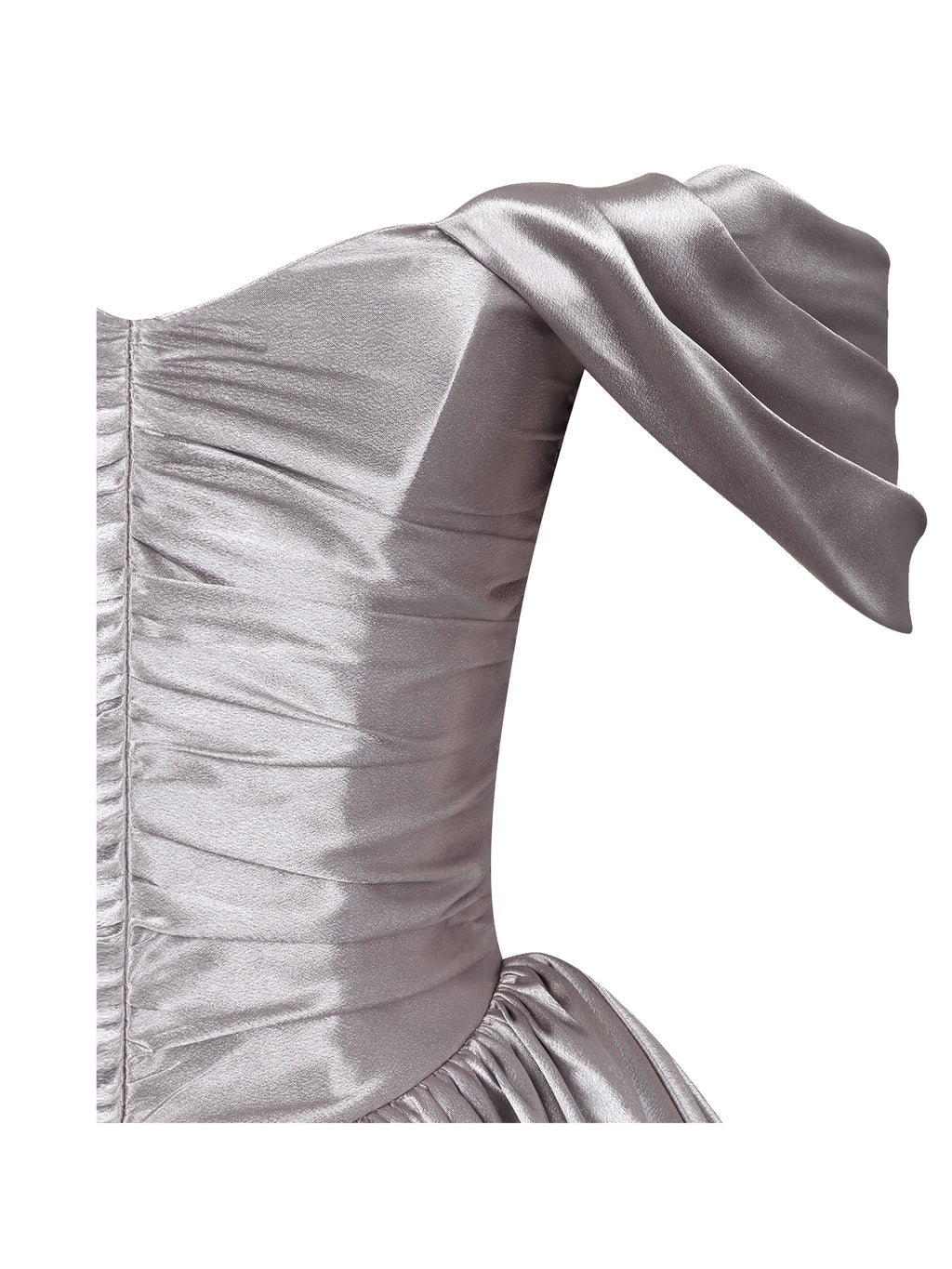 Milena Champagne Ruched Asymmetrical Bubble Mini Dress