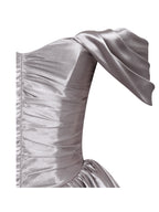 Milena Champagne Ruched Asymmetrical Bubble Mini Dress