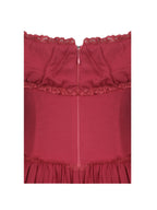 Xavy Crimson Off-Shoulder Corset Midi Dress