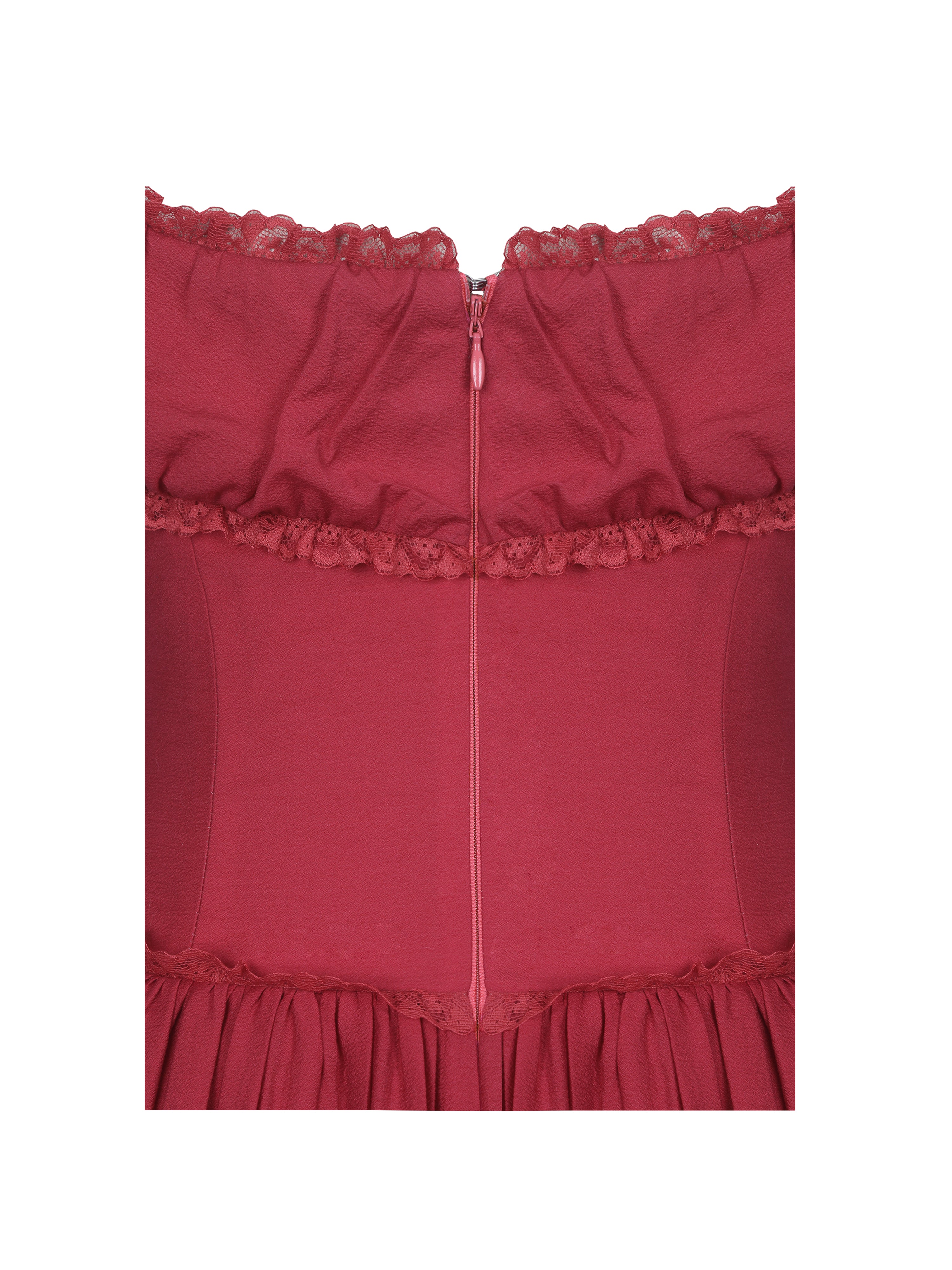 Xavy Crimson Off-Shoulder Corset Midi Dress