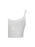 Selene White Wool-Blend Ribbed Knit V-Neck Top