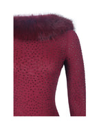 Mellie Burgundy Regular-Length Rhinestone Mesh Low Back Mermaid Gown