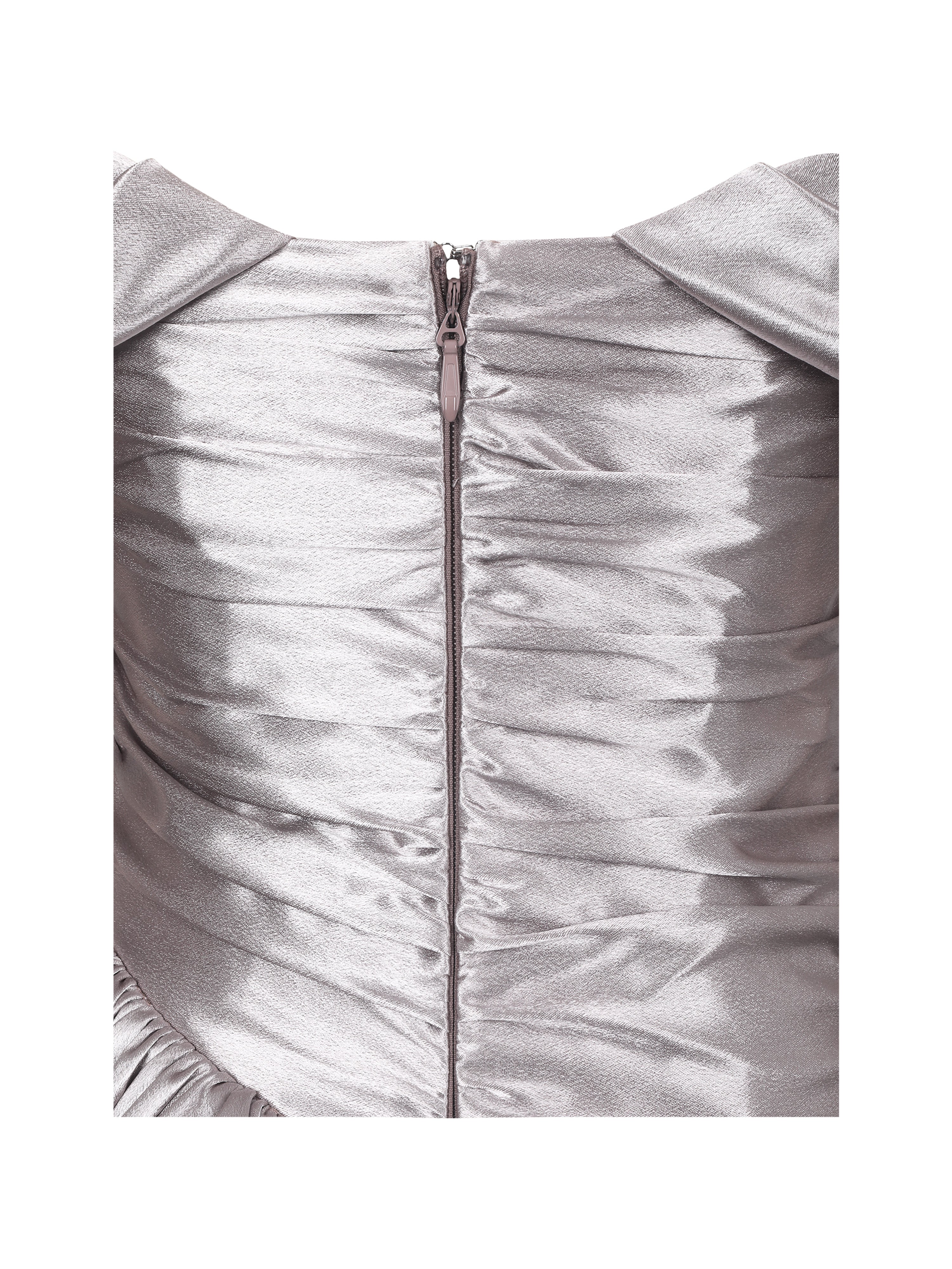 Milena Champagne Ruched Asymmetrical Bubble Mini Dress