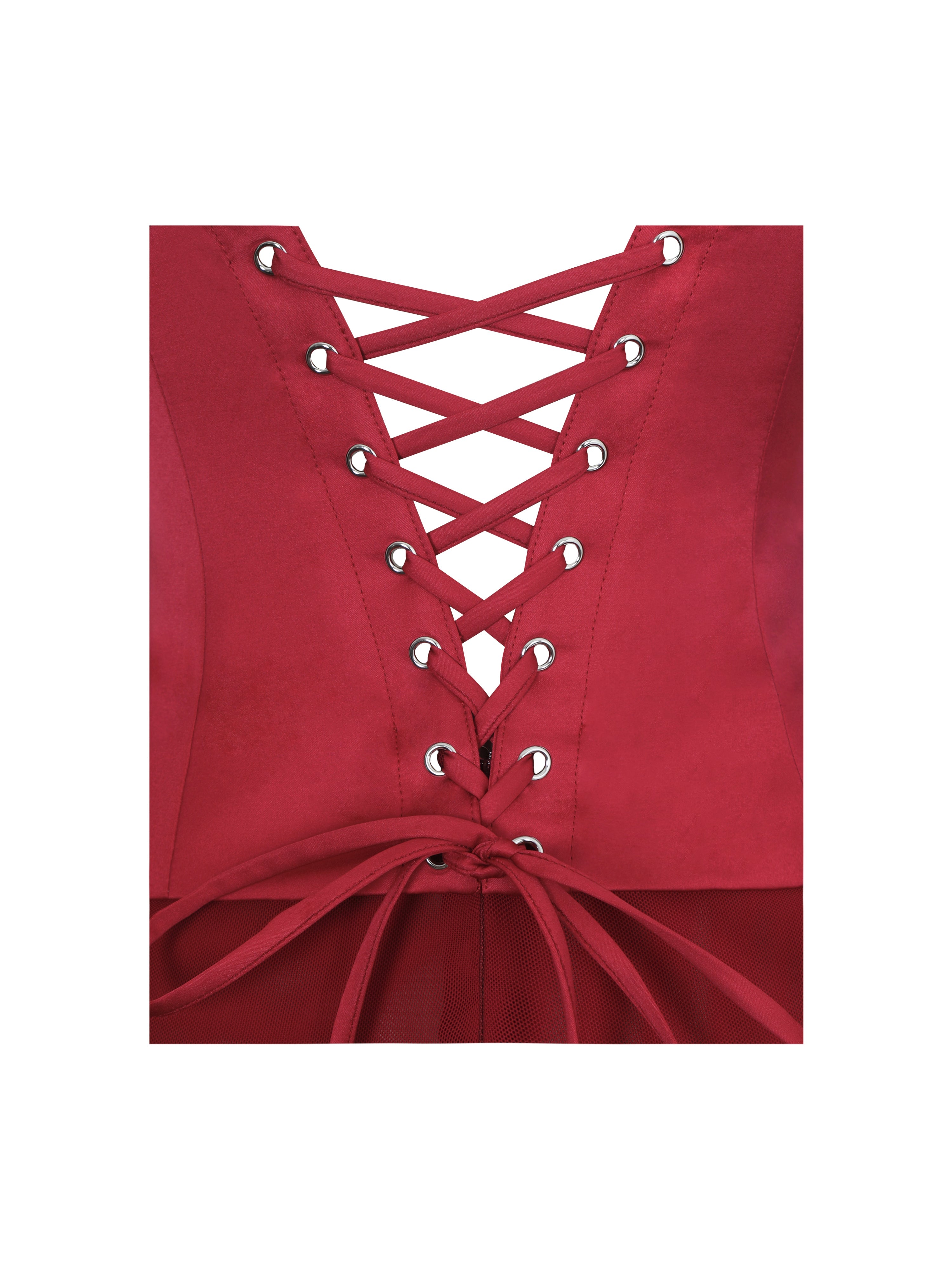 Giselle Crimson Peplum Mermaid Gown with Chiffon Scarf