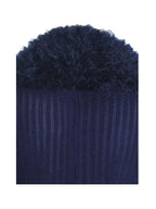 Romina Navy Plunging Fur Trimmed Crochet Maxi Dress