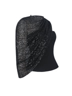 Quinette Black Peplum Top with Beaded Asymmetrical Cape