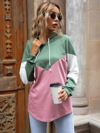 Color Block Casual Long Sleeve Hoodie
