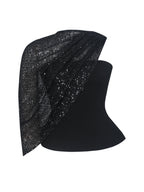 Quinette Black Peplum Top with Beaded Asymmetrical Cape
