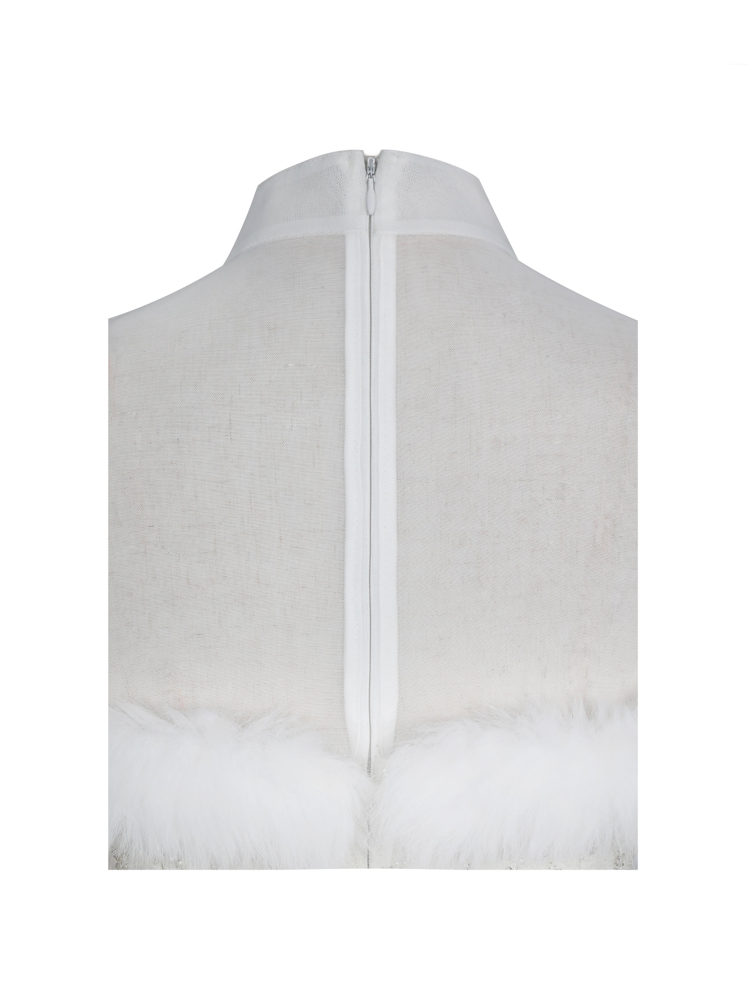 Taylor Ivory Fur Trimmed Beaded Bouclé Mini Dress