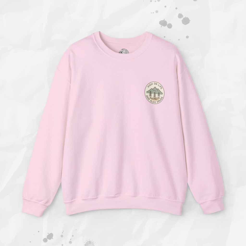 High on Life (and Also Drugs) – Crewneck Sweatshirt (Pocket Print)