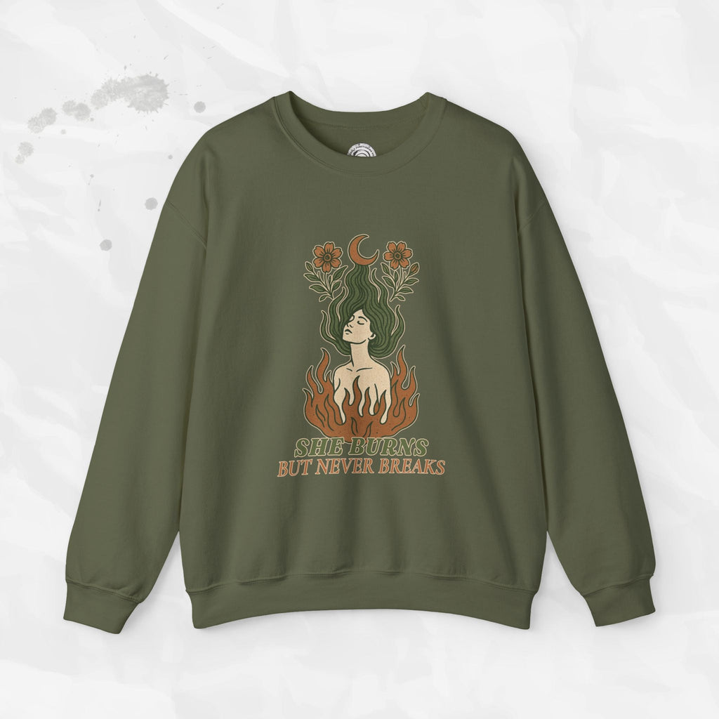 She Burns But Never Breaks – Crewneck Sweatshirt