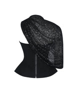 Quinette Black Peplum Top with Beaded Asymmetrical Cape