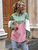 Color Block Casual Long Sleeve Hoodie