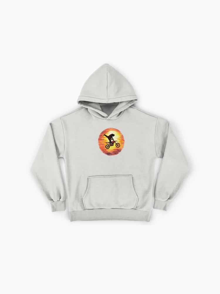 Bigfoot Motocross Sunset Hoodie - Airborne Sasquatch Oversized Top
