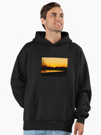 Bright Sunset Aesthetic Hoodie - Vibrant Warm Glow Oversized Wear Black
