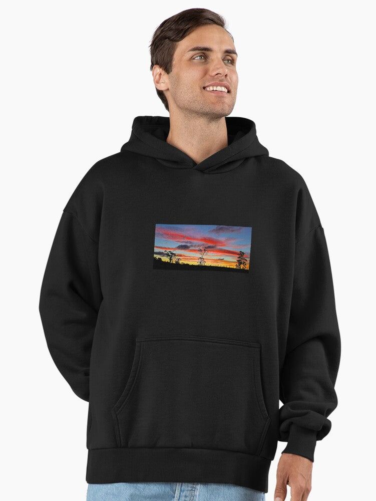 Aesthetic Sunsets Sunrises Hoodie - Trendy Scenery Oversized Wear Black
