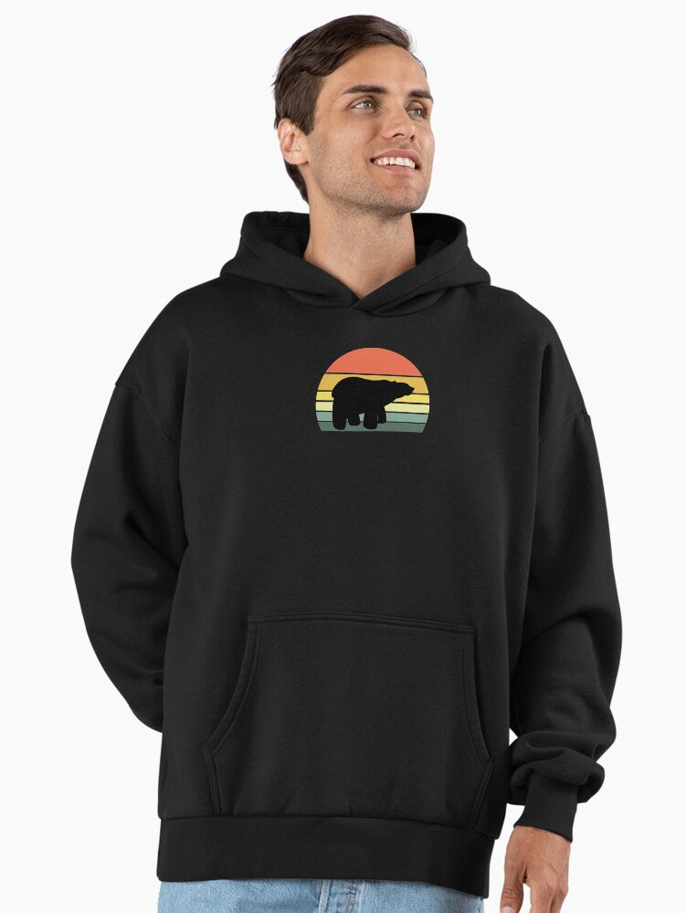 Vintage Bear Animal Sunset Premium Oversized Hoodie Black