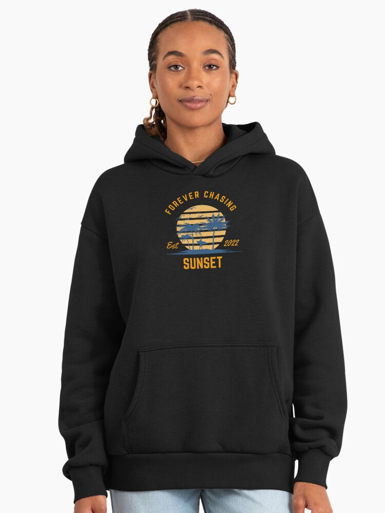 Durable Forever Chasing Sunset Hoodie - Premium Oversized Comfort Black