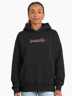Calligraphy Sunset Text Hoodie - Premium Oversized Script Design Black