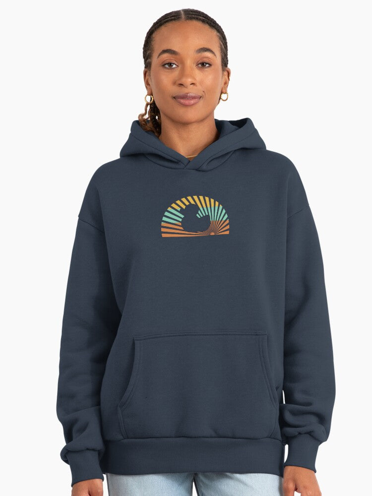 Cute Duck Hello Human Graphic Oversized Hoodie Midnight Navy